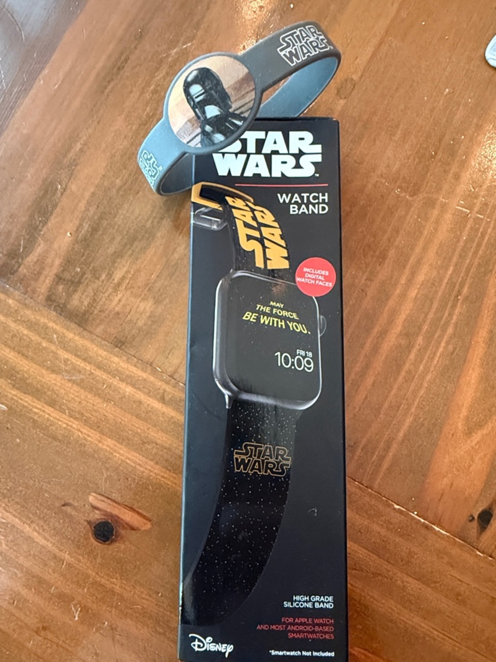 Star Wars Black Silicone Watch Band with Yellow Logo for Apple Watch New in box